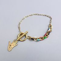 Ig Style Triangle Heart Shape Eye Stainless Steel Toggle Enamel Plating 18k Gold Plated Bracelets sku image 2