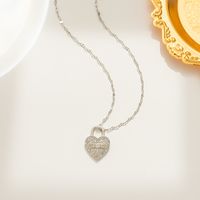 Chinoiserie Elegant Streetwear Heart Shape Titanium Steel Inlay Zircon Pendant Necklace sku image 2