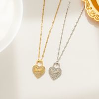 Chinoiserie Elegant Streetwear Heart Shape Titanium Steel Inlay Zircon Pendant Necklace main image 1