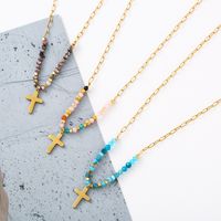 Ethnic Style Cross Stainless Steel Beaded Plating 14k Gold Plated Pendant Necklace main image 5