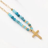 Ethnic Style Cross Stainless Steel Beaded Plating 14k Gold Plated Pendant Necklace sku image 1