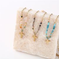 Ethnic Style Cross Stainless Steel Beaded Plating 14k Gold Plated Pendant Necklace main image 4