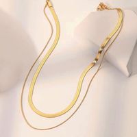 Vintage Style Solid Color Stainless Steel Plating 18k Gold Plated Layered Necklaces sku image 1
