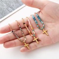 Ethnic Style Cross Stainless Steel Beaded Plating 14k Gold Plated Pendant Necklace main image 1
