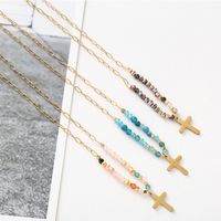 Ethnic Style Cross Stainless Steel Beaded Plating 14k Gold Plated Pendant Necklace main image 2
