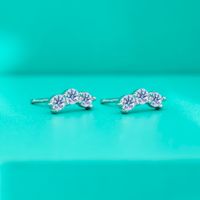Basic Lady Simple Style Geometric Sterling Silver Moissanite Ear Studs In Bulk main image 4