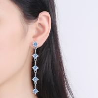 Lady Shiny Geometric Sterling Silver Moissanite Drop Earrings In Bulk main image 3