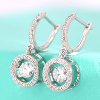 Lady Shiny Geometric Sterling Silver Moissanite Drop Earrings In Bulk main image 5