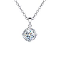 Luxurious Shiny Four Leaf Clover Sterling Silver Moissanite Zircon Pendant Necklace In Bulk main image 2