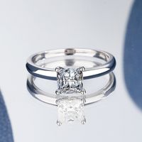 Ig Style Square Sterling Silver Moissanite High Carbon Diamond Rings In Bulk main image 2