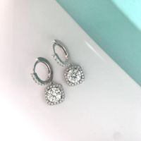 Basic Lady Classic Style Geometric Sterling Silver Moissanite High Carbon Diamond Drop Earrings In Bulk main image 5