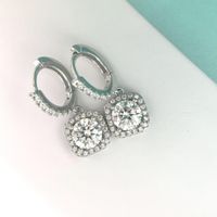 Basic Lady Classic Style Geometric Sterling Silver Moissanite High Carbon Diamond Drop Earrings In Bulk main image 6