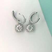 Basic Lady Classic Style Geometric Sterling Silver Moissanite High Carbon Diamond Drop Earrings In Bulk main image 4