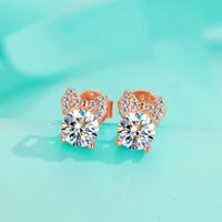 Sweet Simple Style Bow Knot Sterling Silver Moissanite Ear Studs In Bulk sku image 1