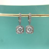 Basic Lady Classic Style Geometric Sterling Silver Moissanite High Carbon Diamond Drop Earrings In Bulk main image 3