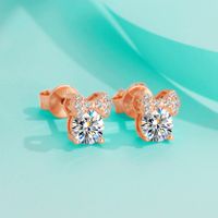 Sweet Simple Style Bow Knot Sterling Silver Moissanite Ear Studs In Bulk main image 4