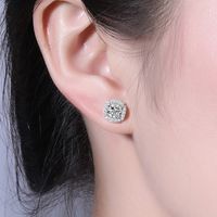 Casual Simple Style Square Sterling Silver Moissanite Zircon Ear Studs In Bulk main image 5