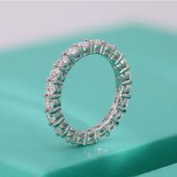 Ig Style Lady Round Solid Color Sterling Silver Moissanite High Carbon Diamond Rings In Bulk main image 4