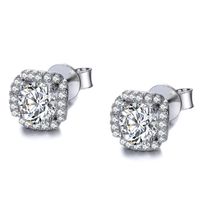 Casual Simple Style Square Sterling Silver Moissanite Zircon Ear Studs In Bulk main image 3
