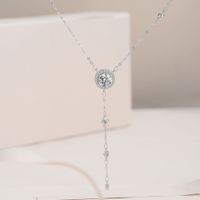 Elegant Round Tassel Sterling Silver Moissanite Zircon Necklace In Bulk main image 2
