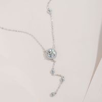 Elegant Round Tassel Sterling Silver Moissanite Zircon Necklace In Bulk main image 6