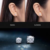 Simple Style Round Sterling Silver 18k Gold Plated Moissanite Ear Studs In Bulk main image 3