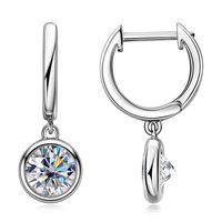 Simple Style Solid Color Sterling Silver Moissanite Earrings In Bulk main image 5
