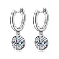 Simple Style Solid Color Sterling Silver Moissanite Earrings In Bulk main image 4
