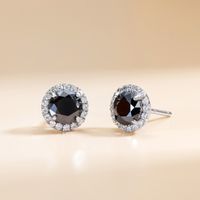 Simple Style Commute Round Sterling Silver Moissanite Ear Studs In Bulk main image 1