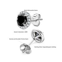 Simple Style Commute Round Sterling Silver Moissanite Ear Studs In Bulk sku image 1