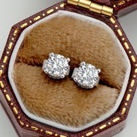 Casual Simple Style Square Sterling Silver Moissanite Ear Studs In Bulk sku image 2