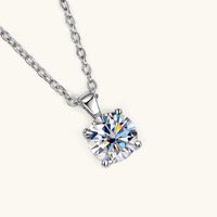 Modern Style Round Sterling Silver Moissanite Pendant Necklace In Bulk sku image 2