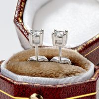 Casual Simple Style Square Sterling Silver Moissanite Ear Studs In Bulk main image 4