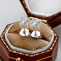 Casual Simple Style Square Sterling Silver Moissanite Ear Studs In Bulk main image 3