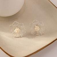 1 Pair Sweet Flower Inlay Plastic Freshwater Pearl Ear Studs main image 3