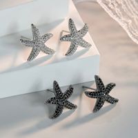1 Pair Elegant Lady Starfish Inlay Copper Zircon Ear Studs main image 6