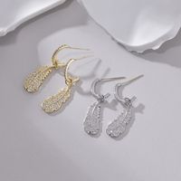 1 Pair Elegant Leaf Plating Inlay Sterling Silver Zircon Drop Earrings main image 2