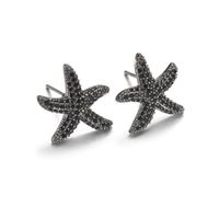 1 Pair Elegant Lady Starfish Inlay Copper Zircon Ear Studs main image 2