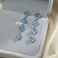 1 Pair Ig Style Modern Style Four Leaf Clover Plating Inlay Copper Zircon Drop Earrings main image 2