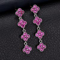 1 Pair Ig Style Modern Style Four Leaf Clover Plating Inlay Copper Zircon Drop Earrings sku image 3