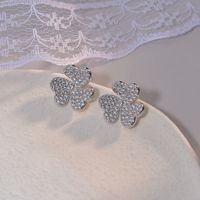 1 Paire Pastorale Feuille Incruster Le Cuivre Zircon Boucles D'oreilles sku image 1