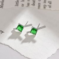 1 Pair Simple Style Star Inlay Copper Zircon Ear Studs main image 1