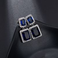 1 Pair Casual Simple Style Rectangle Plating Inlay Copper Crystal Zircon Drop Earrings sku image 4