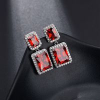 1 Pair Casual Simple Style Rectangle Plating Inlay Copper Crystal Zircon Drop Earrings sku image 6