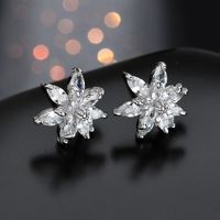 1 Pair Ig Style Sweet Flower Plating Inlay Copper Alloy Zircon Ear Studs main image 4
