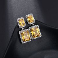 1 Pair Casual Simple Style Rectangle Plating Inlay Copper Crystal Zircon Drop Earrings sku image 5