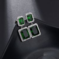 1 Pair Casual Simple Style Rectangle Plating Inlay Copper Crystal Zircon Drop Earrings sku image 3