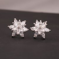 1 Pair Ig Style Sweet Flower Plating Inlay Copper Alloy Zircon Ear Studs main image 3
