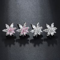 1 Pair Ig Style Sweet Flower Plating Inlay Copper Alloy Zircon Ear Studs main image 1