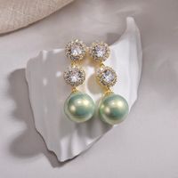 1 Pair Elegant Lady Sweet Geometric Inlay Imitation Pearl Copper Zircon Drop Earrings main image 4